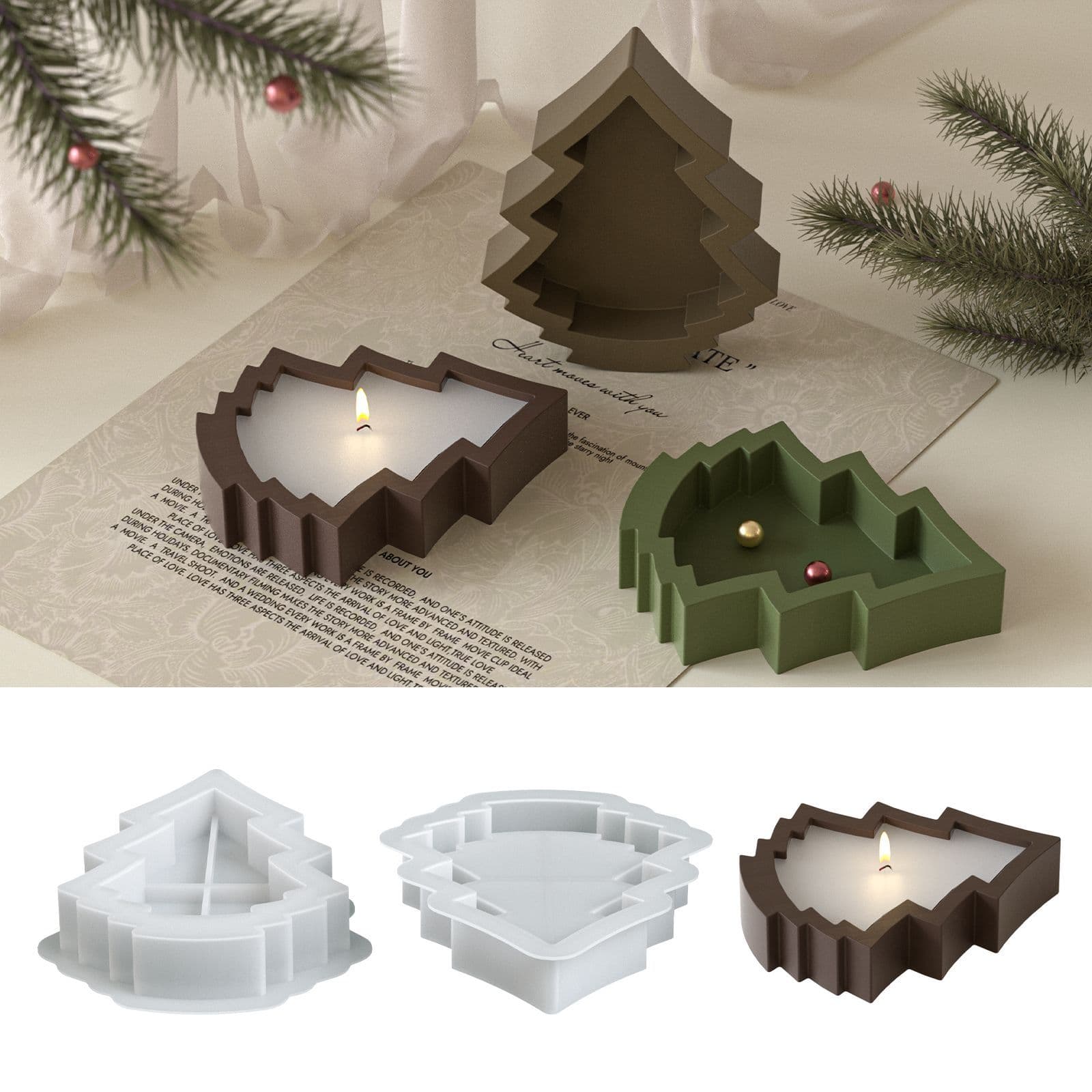 Yumeiren Aromatherapy Gypsum Christmas Tree Storage Tray Silicone Mold DIY Candle Cup Christmas Decoration Resin Mold