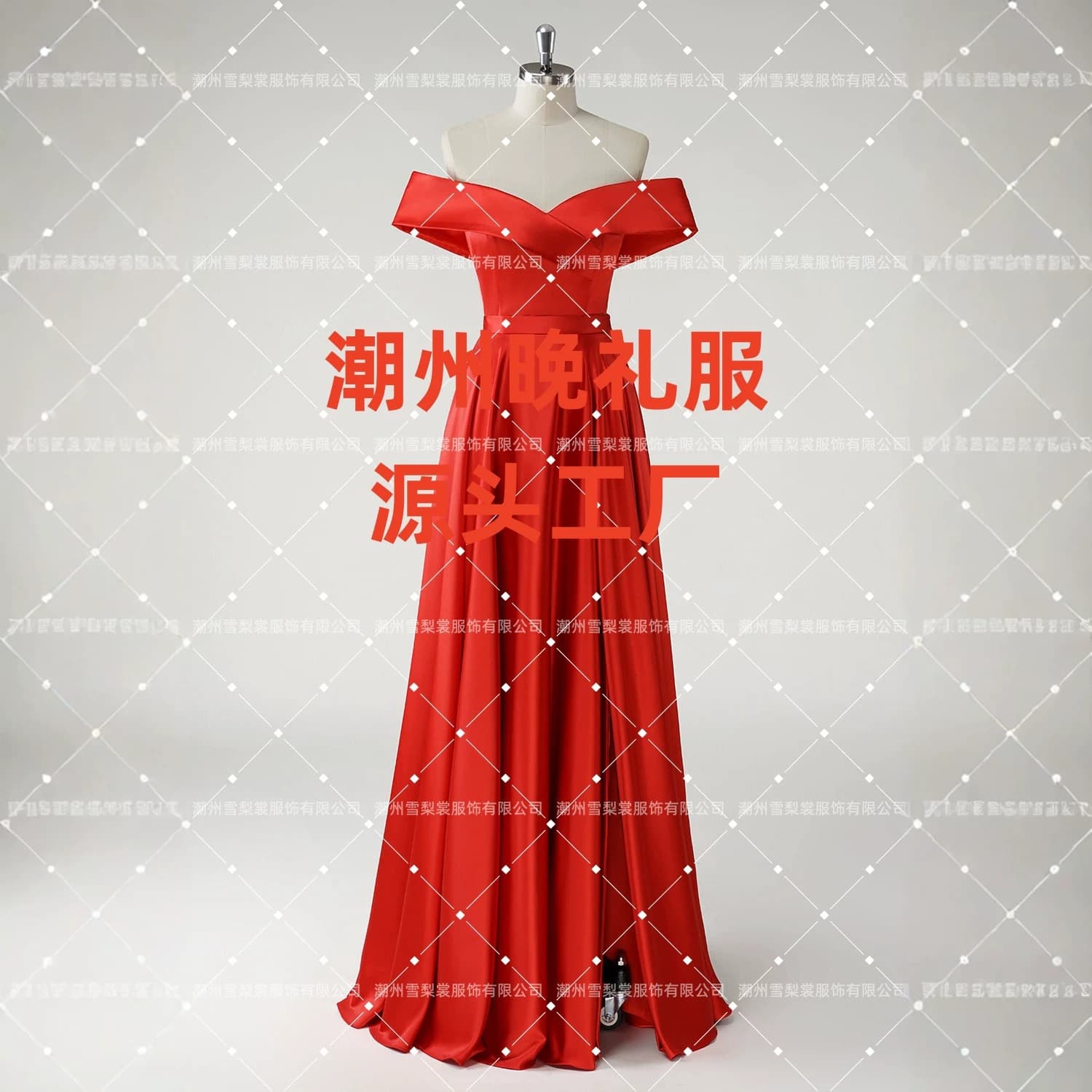 One-Shoulder Satin Evening Gown for Export, Back Lace-Up Waist-Tied Slit Long Dress for Banquet, Cross-Border Supply