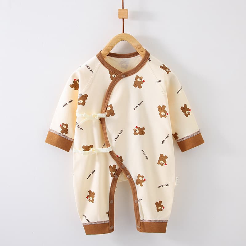 Baby Cotton Tie Bodysuit Newborn Romper 0-6 Months Baby Crawling Suit