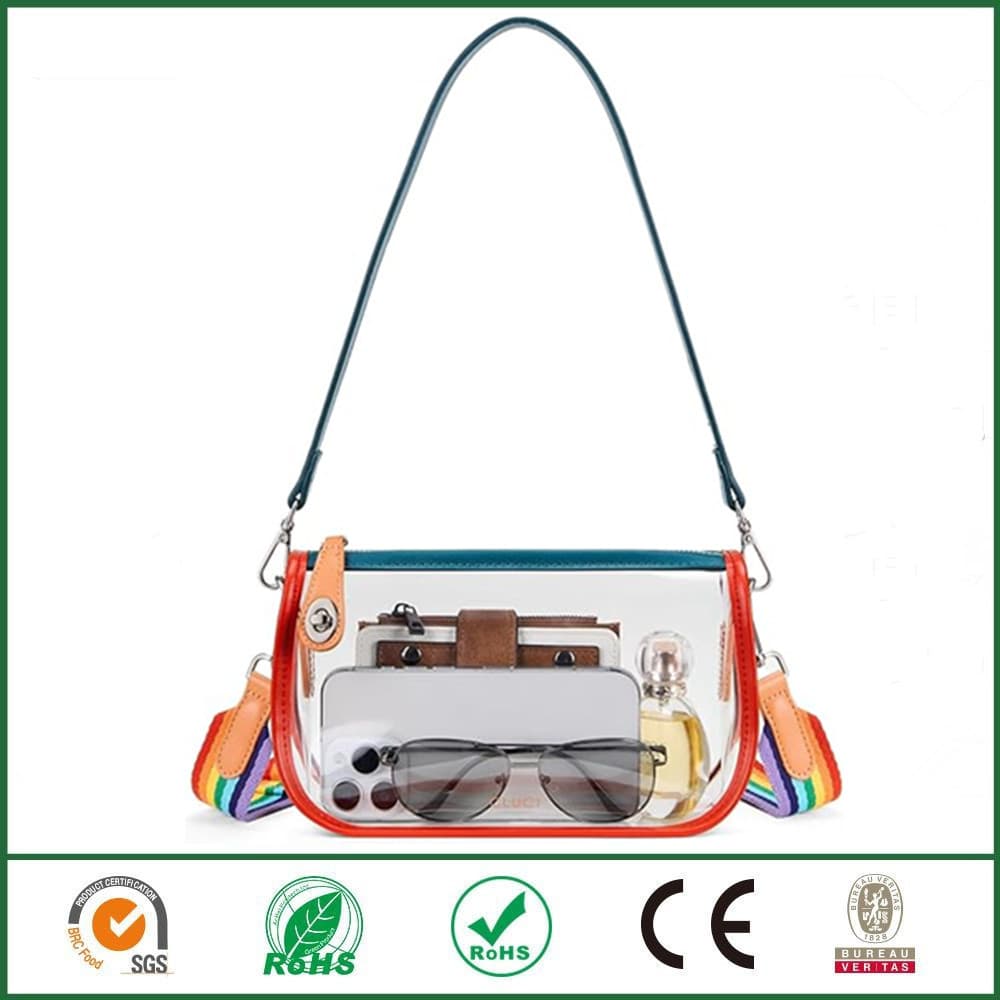Colorful Transparent Clutch Bag Fashion Women Crossbody Bag Transparent Shoulder Bag for Concerts Sports Events