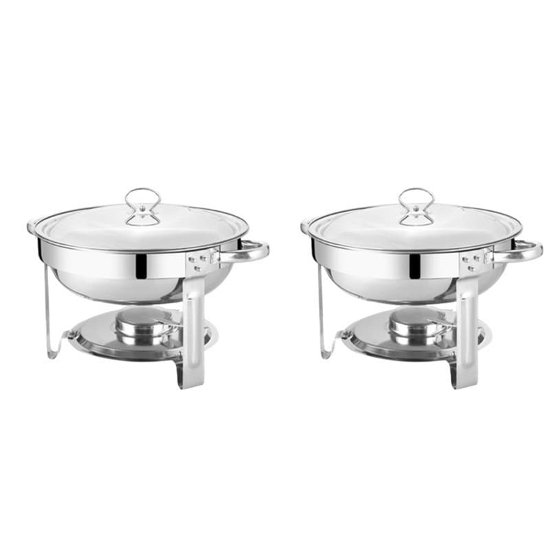 Stainless Steel Buffet Warmer with Hanger, Restaurant Gold Round Alcohol Stove Food Warmer