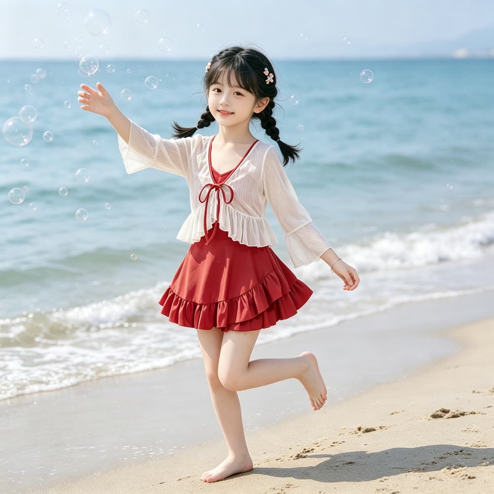 Children's clothing girls swimwear 2026 new seaside quick-drying one-piece swimsuit sweet little girl summer vacation swimming wear