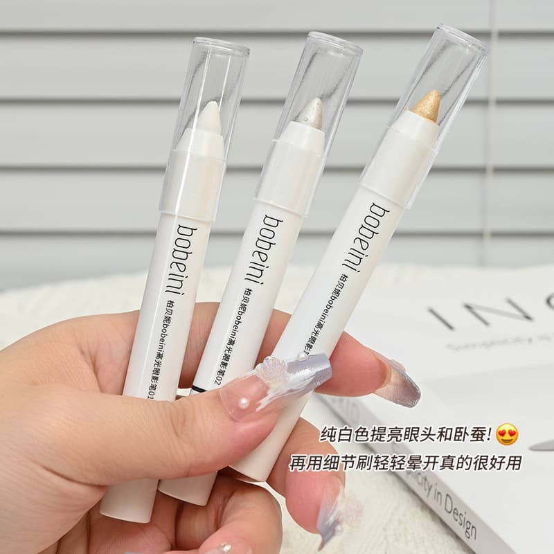 Bobeini Highlighter Eyeshadow Stick, Brightening Eyeshadow Stick, Long-lasting Eye Makeup, Pearl Shimmer, Sparkle, Glitter, Aegyo Sal Pen