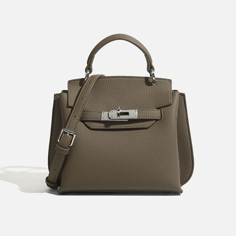 Cross-border Lychee Grain Kelly Bag Women's 2026 New Style Niche Genuine Leather Handbag Fashion Versatile Shoulder Crossbody Bag