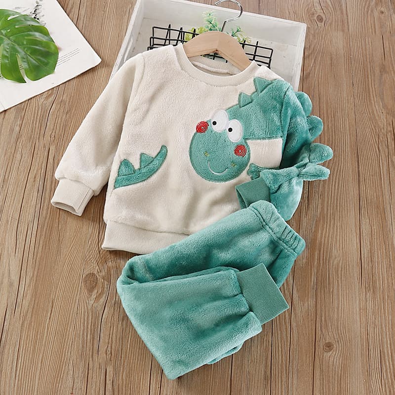 Kids Flannel Pajama Set Boys Girls Baby Autumn Winter Homewear Infant Warm Clothing 1-5 Years Thickened