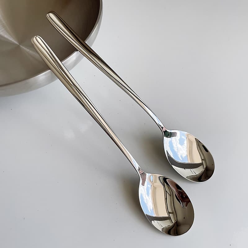304 stainless steel spoon, Korean style, household long-handled eating spoon, soup spoon, rice spoon, laser-printed.