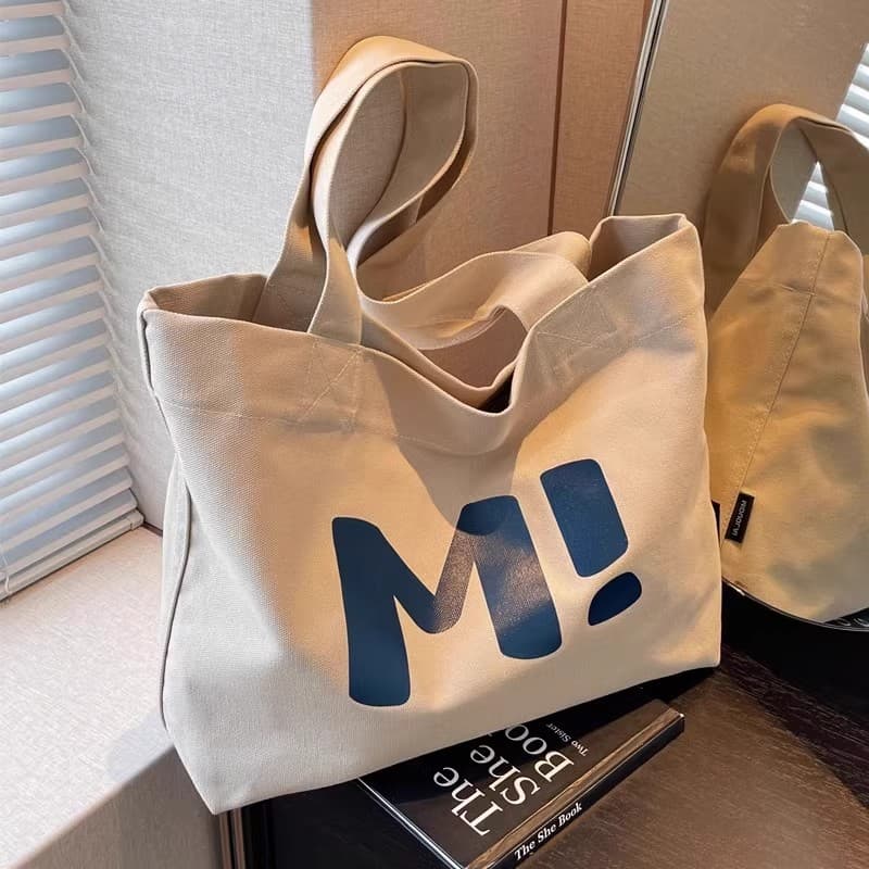 Student canvas bag large capacity tote bag class commuter bag versatile printed mommy portable shoulder bag shopping bag