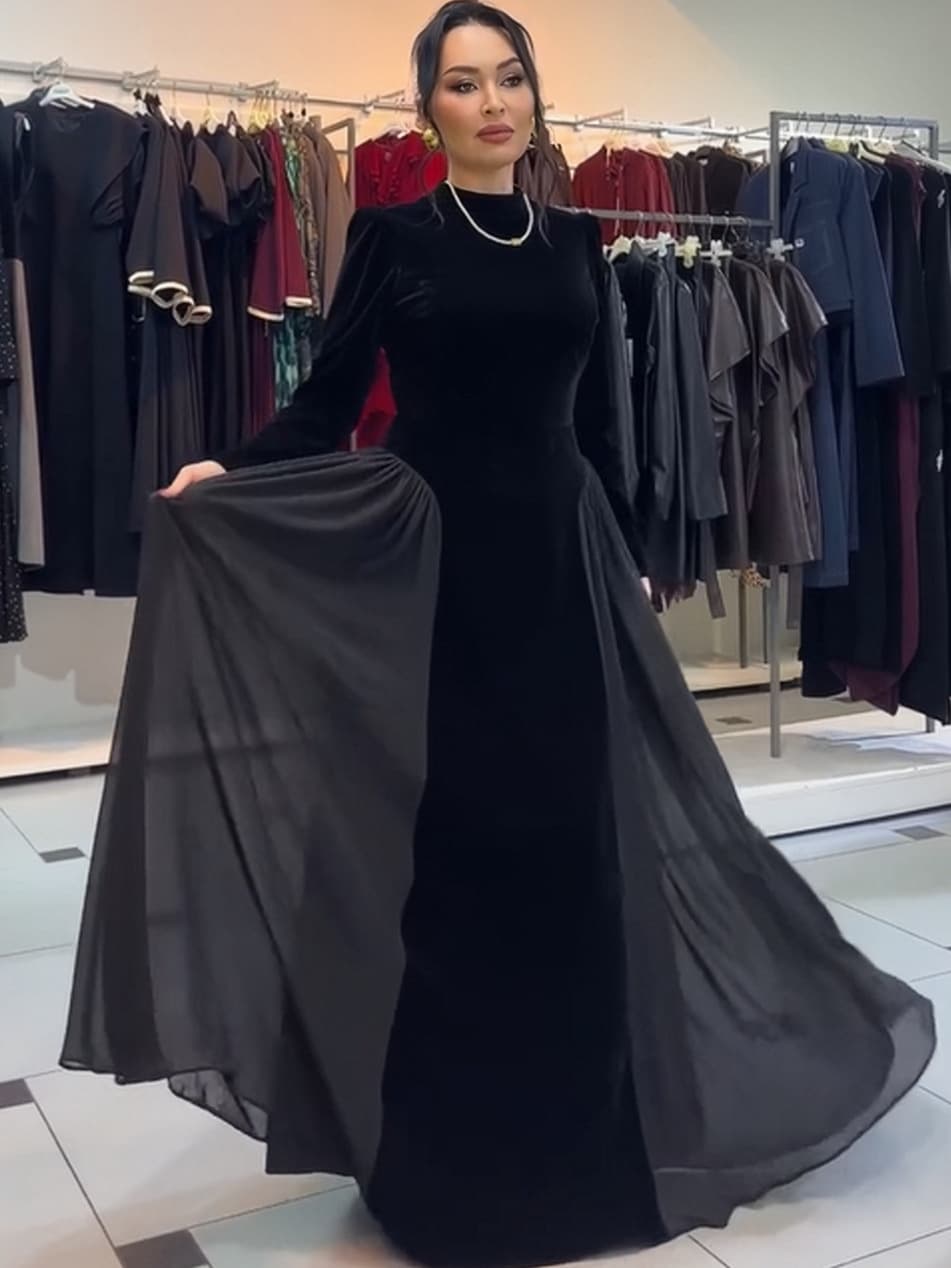 2025 autumn cross-border European and American new foreign trade long elegant temperament waisted dress dress