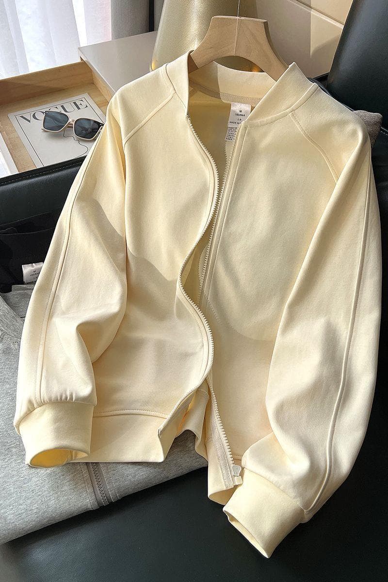 Casual Hoodie Cardigan for Women Spring 2025 New Thin Loose Fit Stand Collar Sports Baseball Jacket Plus Size