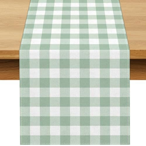 Cross-border Table Runner Green and White Checkered for Home Dining Table Restaurant Party Farmhouse Coffee Table Decor Amazon Wholesale