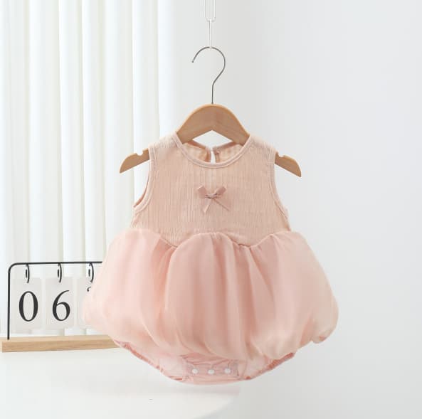 Girls' new summer sleeveless harem dress, baby girl's fashionable broad-shouldered knitted bud skirt, birthday dress, bag-butt skirt