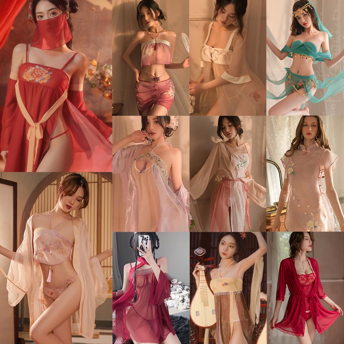 Sexy Lingerie Hanfu Tang Suit Sheer Gauze Ancient Style Sexy Costume Set Wholesale Flirting Tight