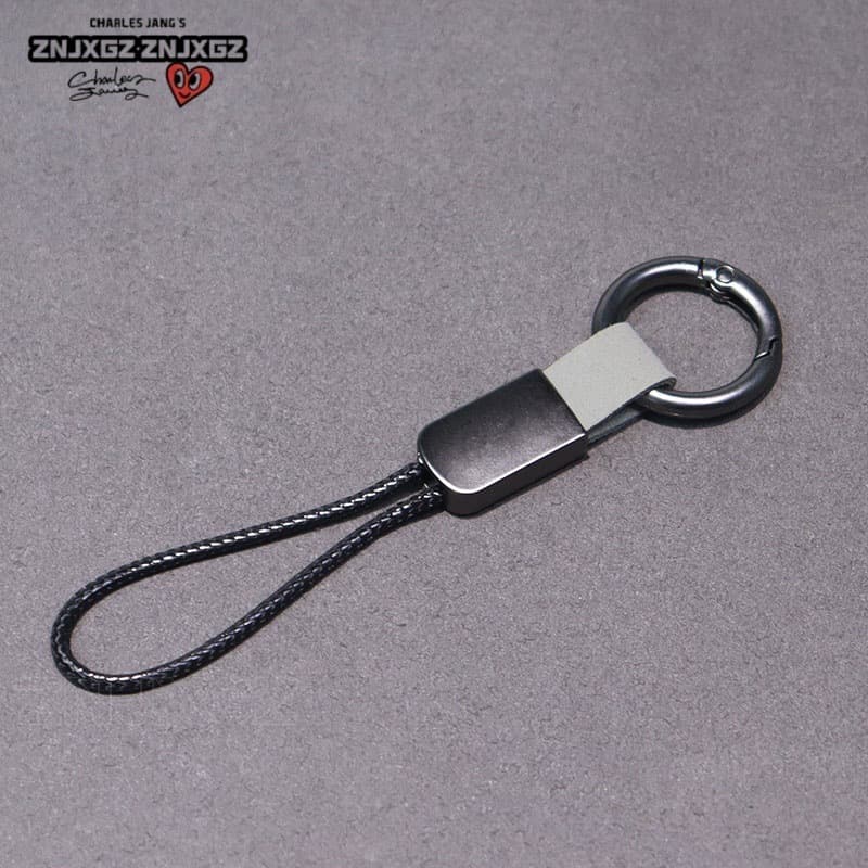 Simple high-end braided leather cord car key chain men's anti-lost key chain business style durable key chain pendant