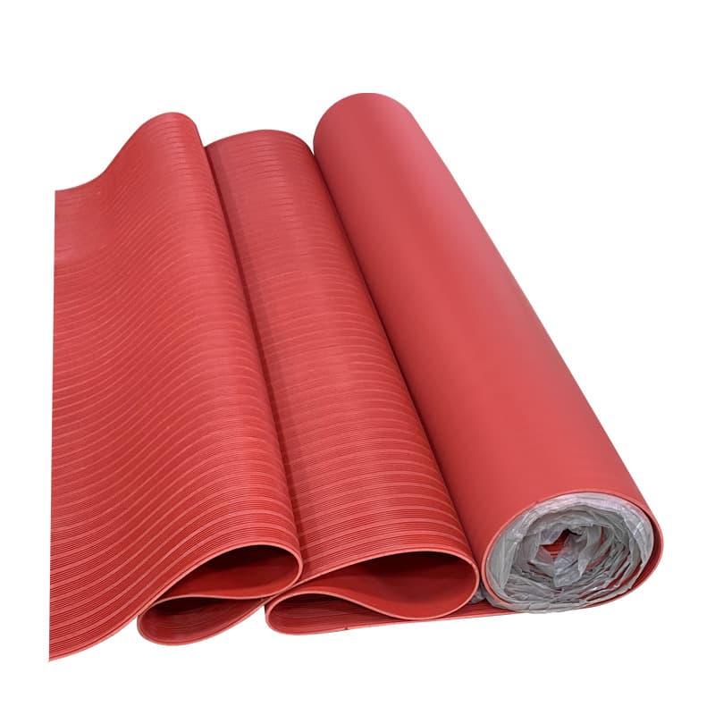 Insulated Rubber Mat for Power Distribution Room with Anti-Slip Stripe Pattern, Red/Green/Black Insulated Anti-Slip Rubber Sheet
