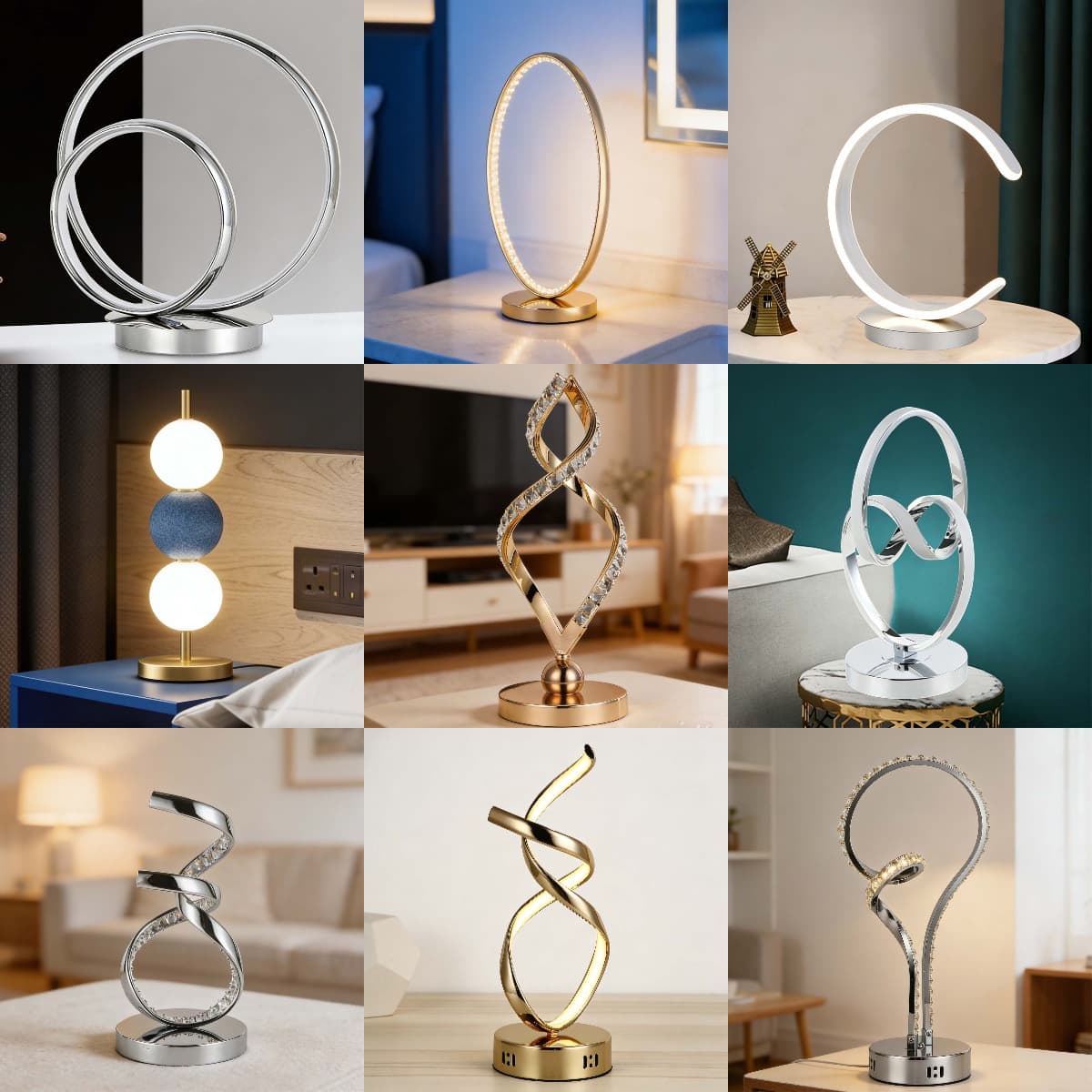 Cross-border Foreign Trade Bedside Lamp Popular Black Chrome Gold Plug-in Creative LED TABLE LAMP Bedroom Desk Lamp
