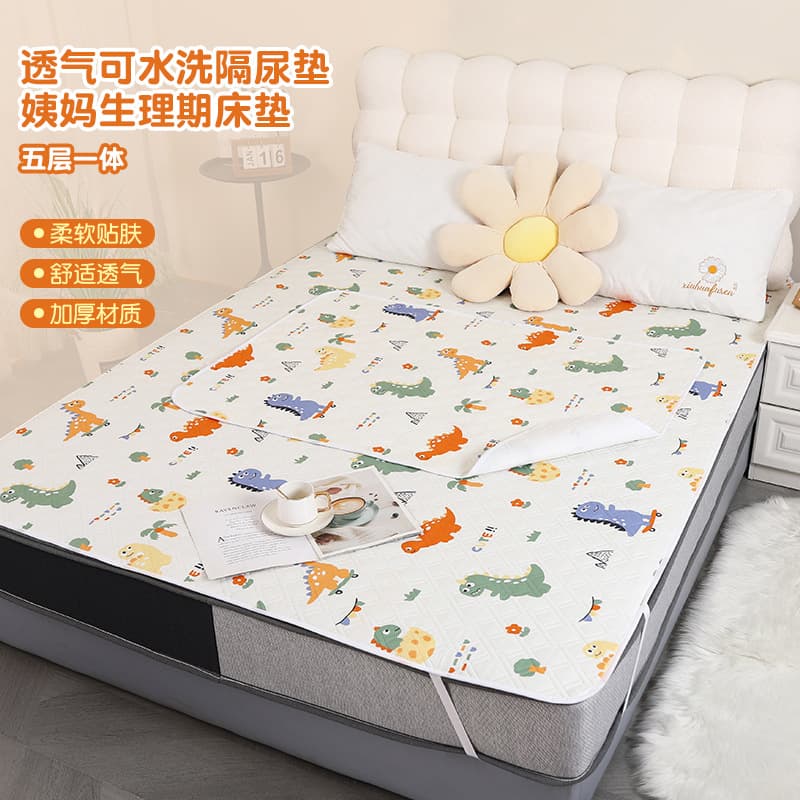 Wholesale Baby Waterproof Changing Pad Cartoon Cute Menstrual Period Bed Protector Extra Large with Fixing Straps Washable Mattress Cover