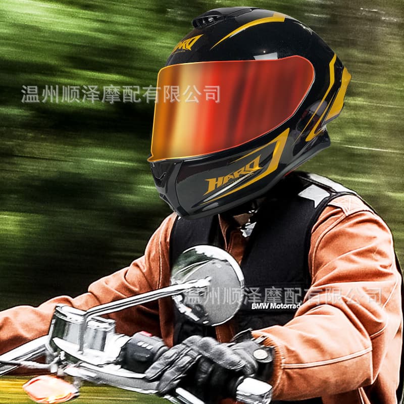 Motorcycle Anti-Fog Helmet Men's Full Face All-Season Helmet Women Couple Night Light Large Spoiler