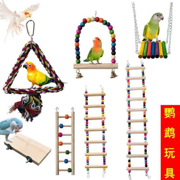 Parrot Toy Accessories Swing Ring Ladder Climbing Ladder for Budgie Lovebird Cockatiel Chewing Climbing Bird Cage Ladder