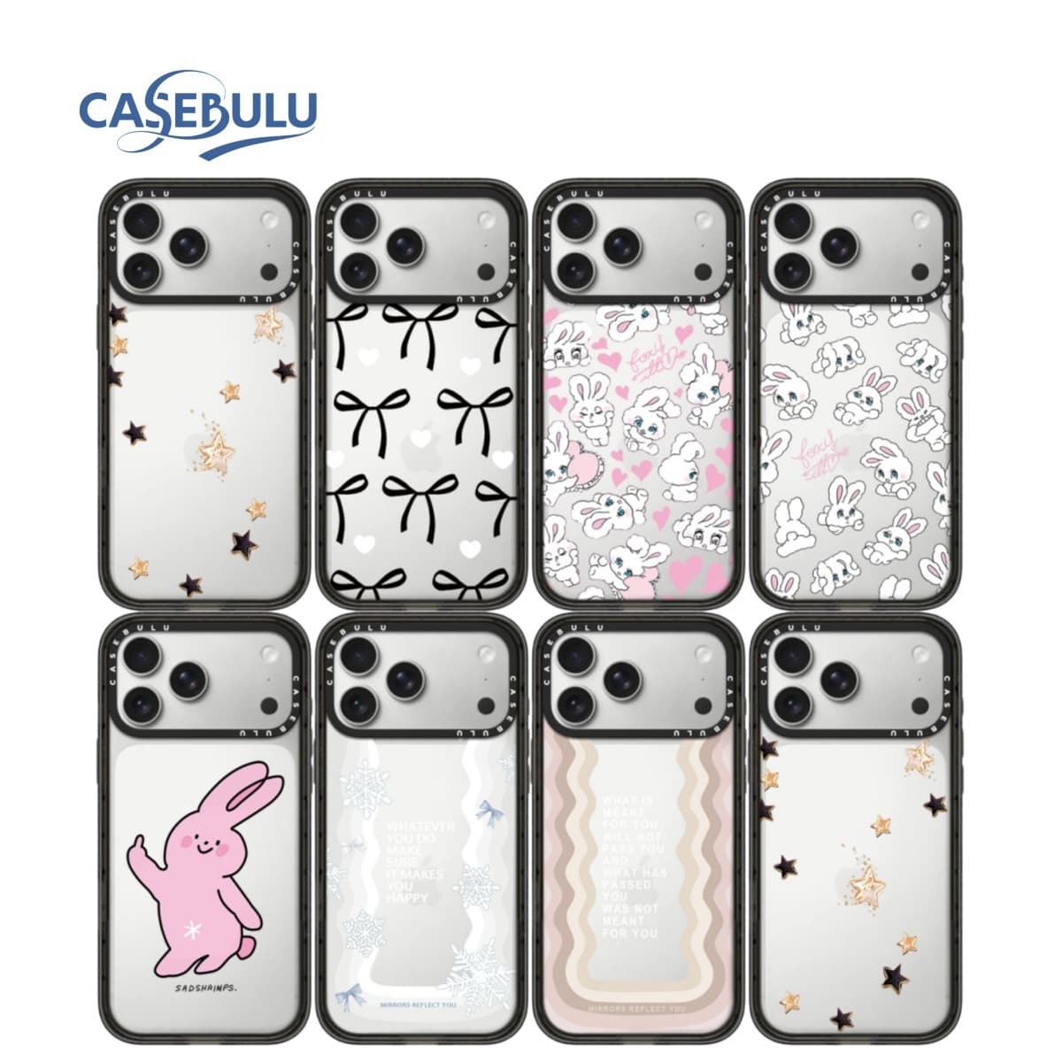 Heart Rabbit Case for Apple iPhone 17 Pro Max/16 Pro, Transparent Acrylic Protective Cover