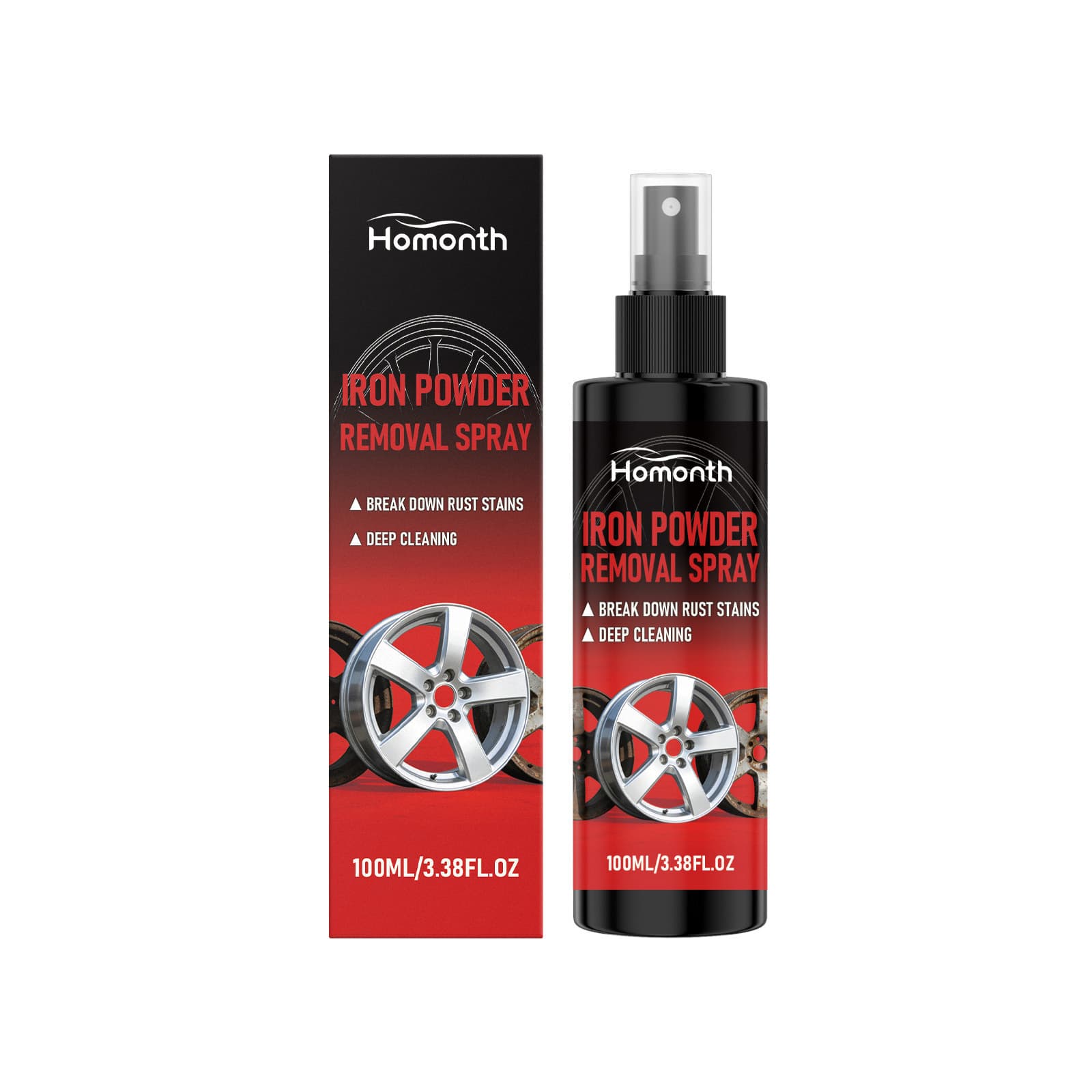 HOMONTH Iron Powder Cleaning Spray Paint Wheel Rust Removal Yellow Spot Neutral Non-Damaging Car Paint Cleaner