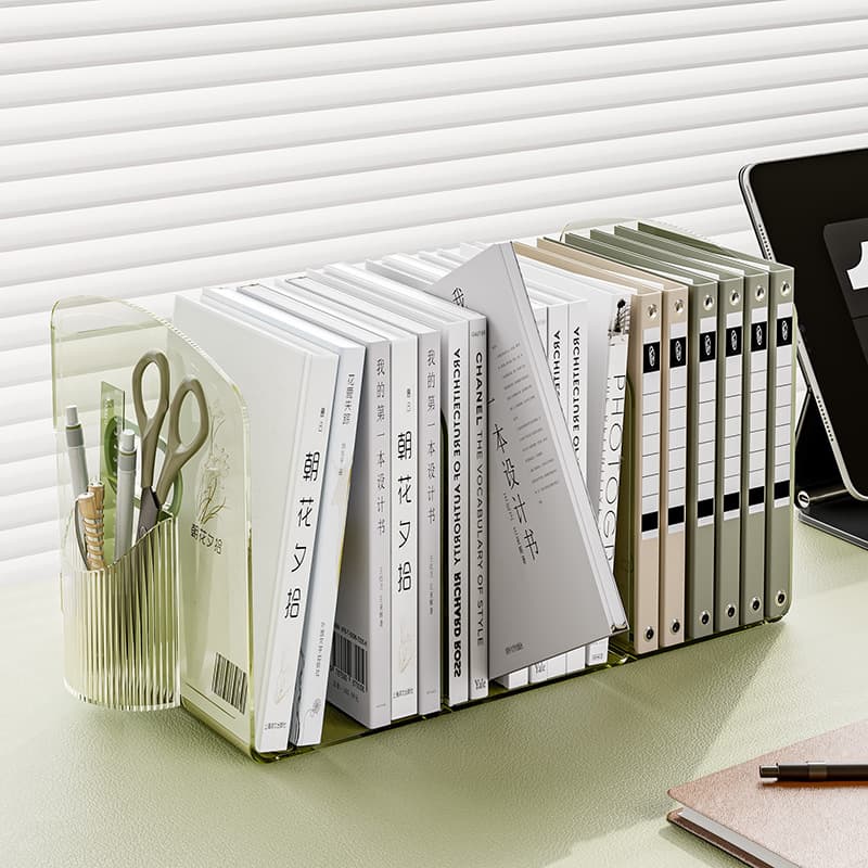 Desktop bookend bookshelf transparent student desk with multiple specifications, beautiful and durable storage bookshelf with pen holder