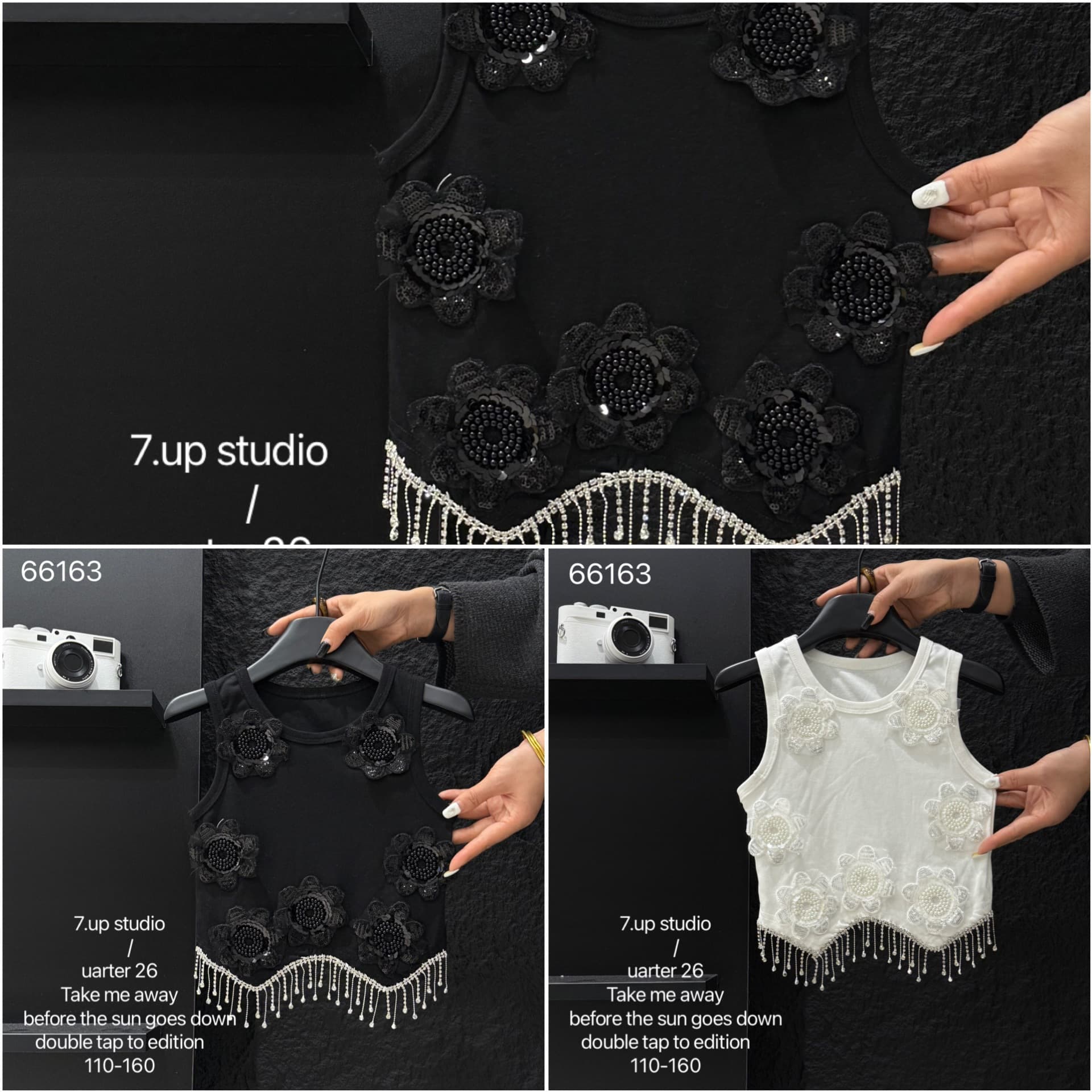 2026 New Summer Girls Big Kid Korean Sweet Princess Style Heavy Craft 3D Beaded Floral Camisole Top, Trendy