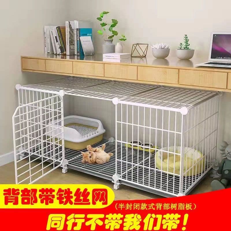Cat Cage with Litter Box Villa, Free Space Indoor Cat House, Three-Layer Small Cat Cage for Home Use