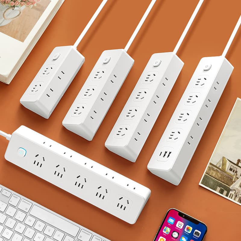 Genuine pure copper side multi-socket row multi-functional household USB socket panel multi-hole plug row student wiring