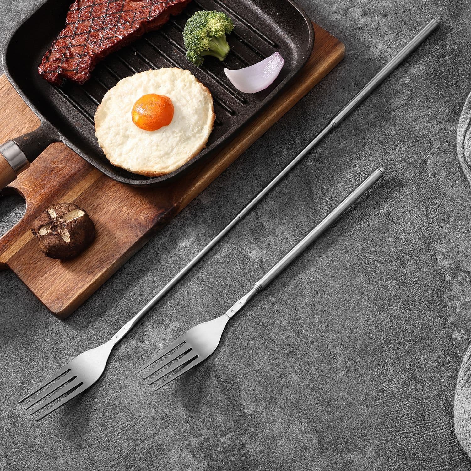 Factory Stock Stainless Steel Retractable Fork and Spoon, Foldable Tableware for Outdoor Camping, BBQ, and Home Use