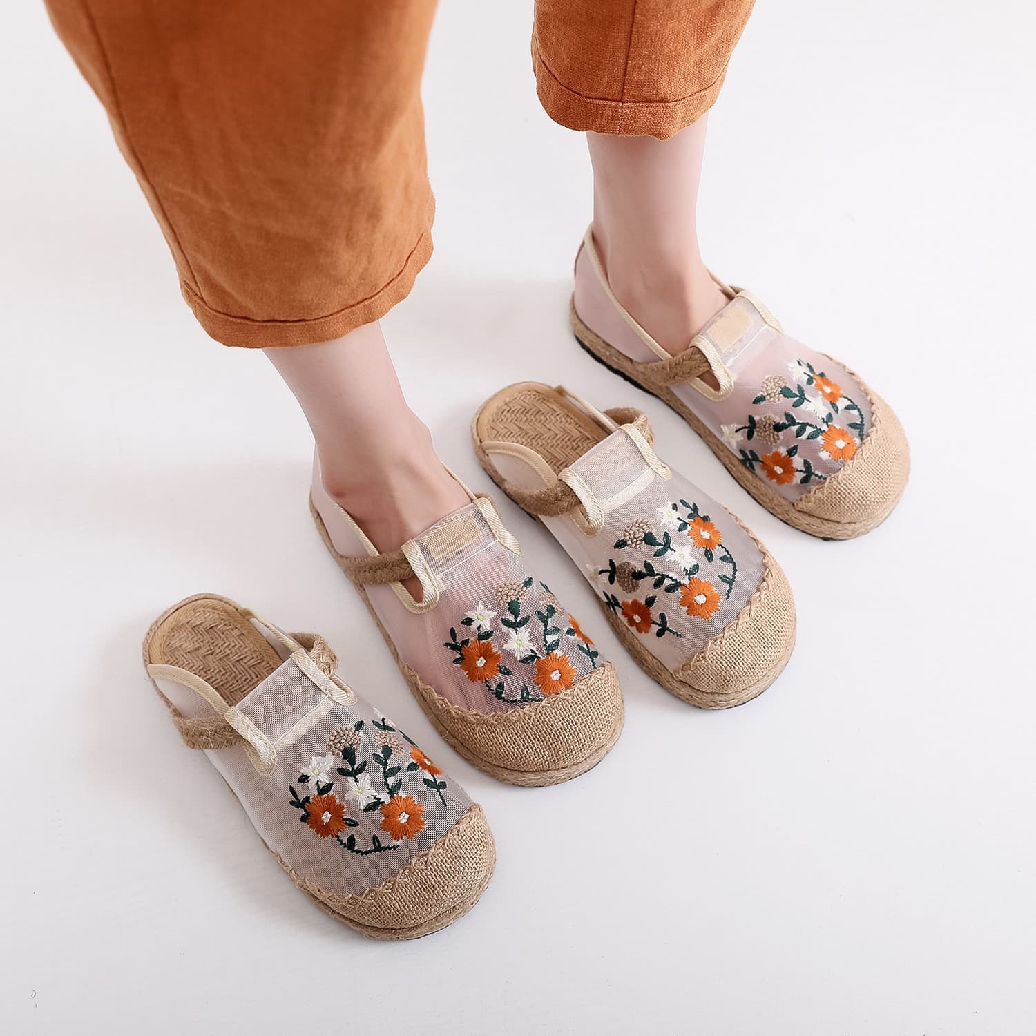 Embroidered Summer Shoes Casual Breathable Women's Hanfu Style Flat Heel Cotton Lined Linen Upgraded Version of Old Beijing Cloth Shoes