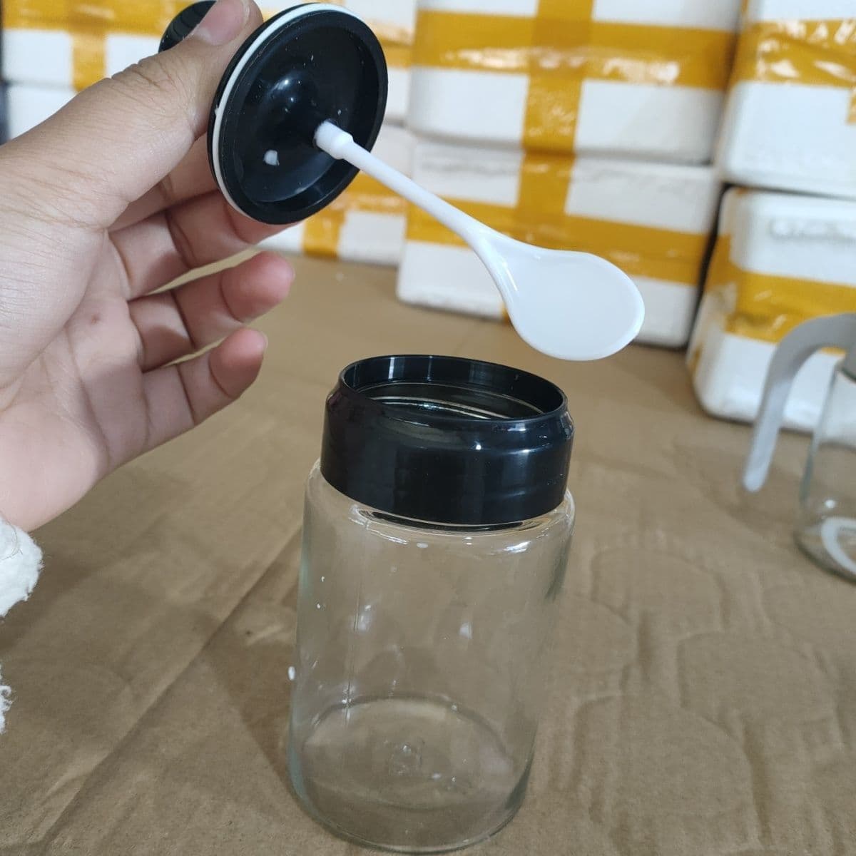 Kitchen Seasoning Bottle with Integrated Spoon Lid
