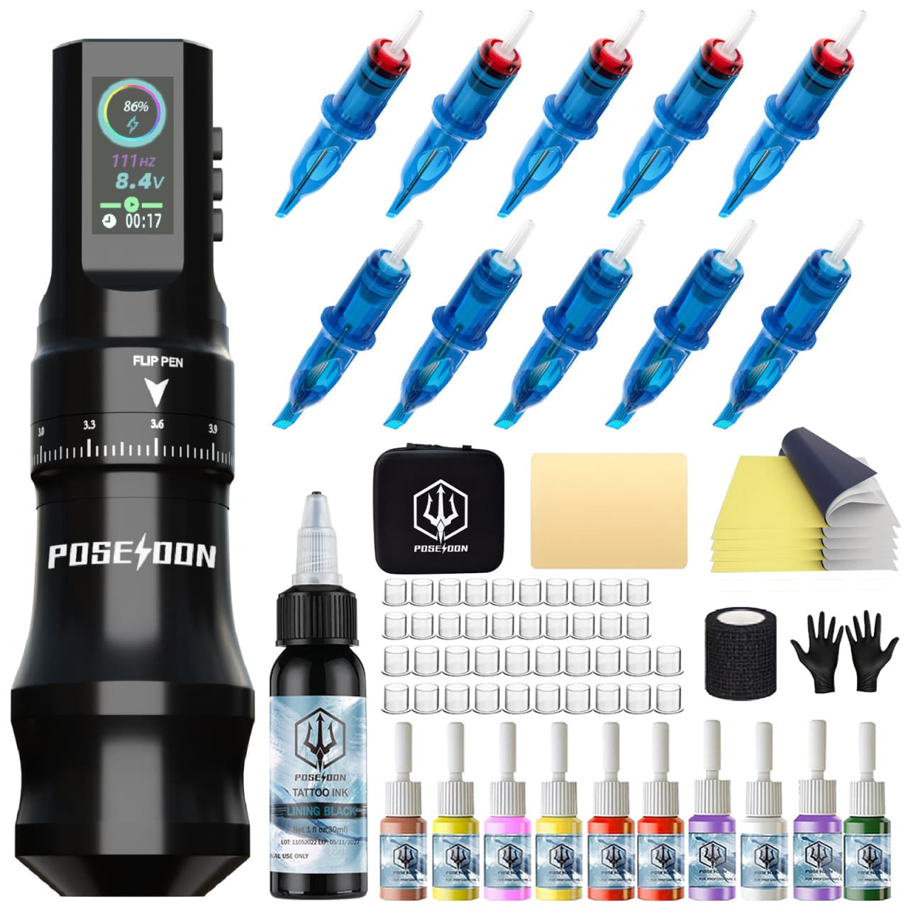 POSESOON Poseidon tattoo all-in-one pen set HM128 full set of consumables tattoo tool set Amazon