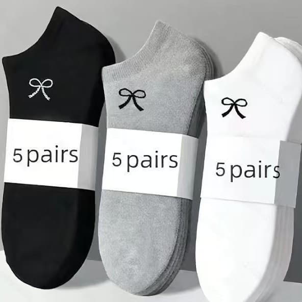 New Letter Print Socks, In Stock, Four Seasons, Couple Colorful Bowknot Socks, Yoga & Athletic Socks