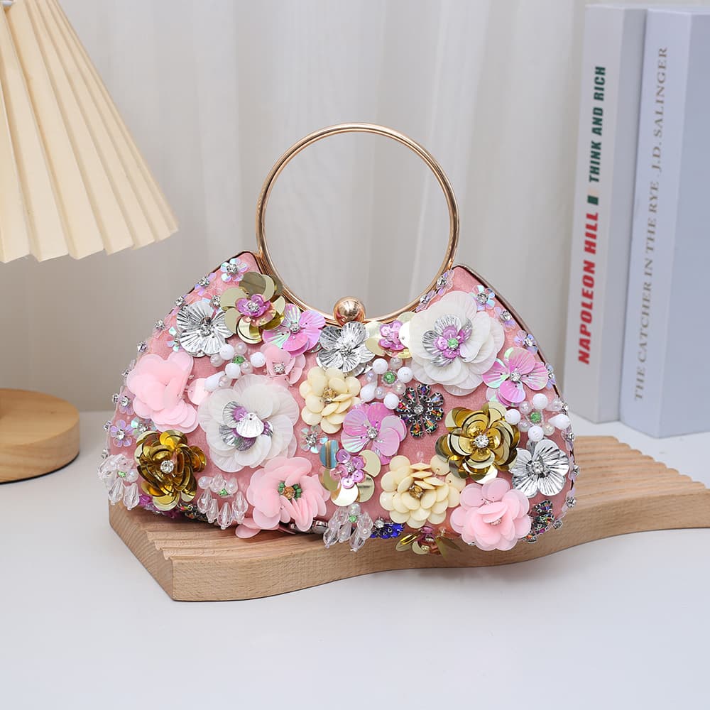 Crossbody Handbag for Women, Elegant Evening Bag for Banquets, Sweet Floral Princess Flower Bag, Bridesmaid Purse