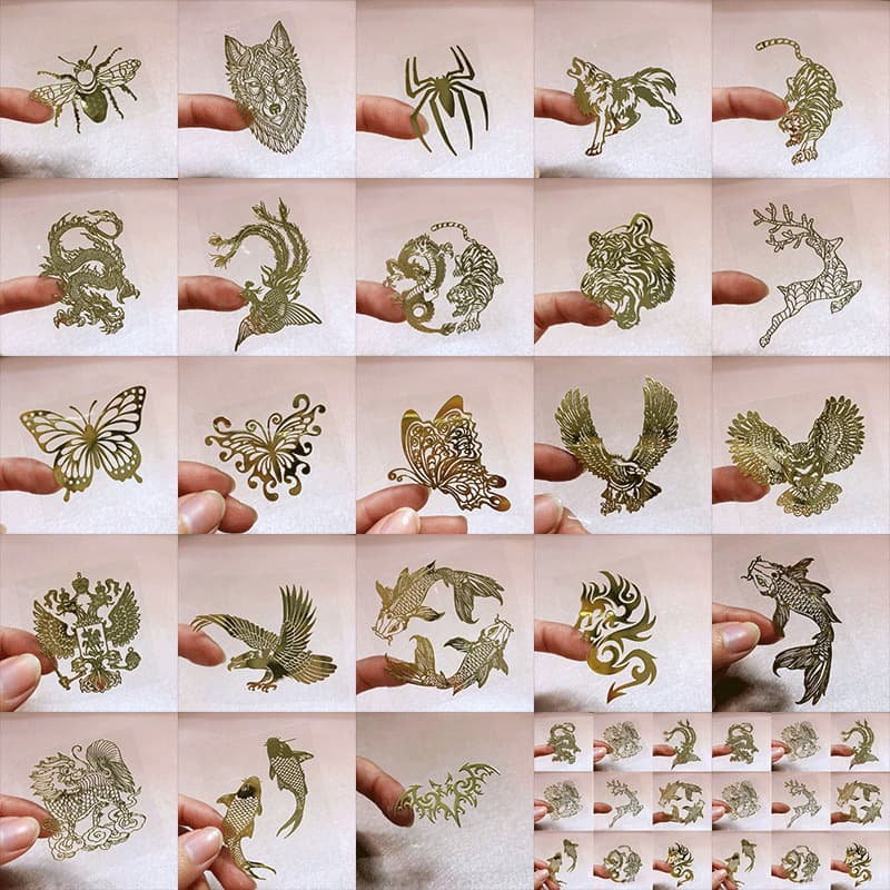 Factory wholesale dragon, phoenix, fortune, and unicorn resin phone case DIY accessories metal sticker computer decoration sticker car sticker