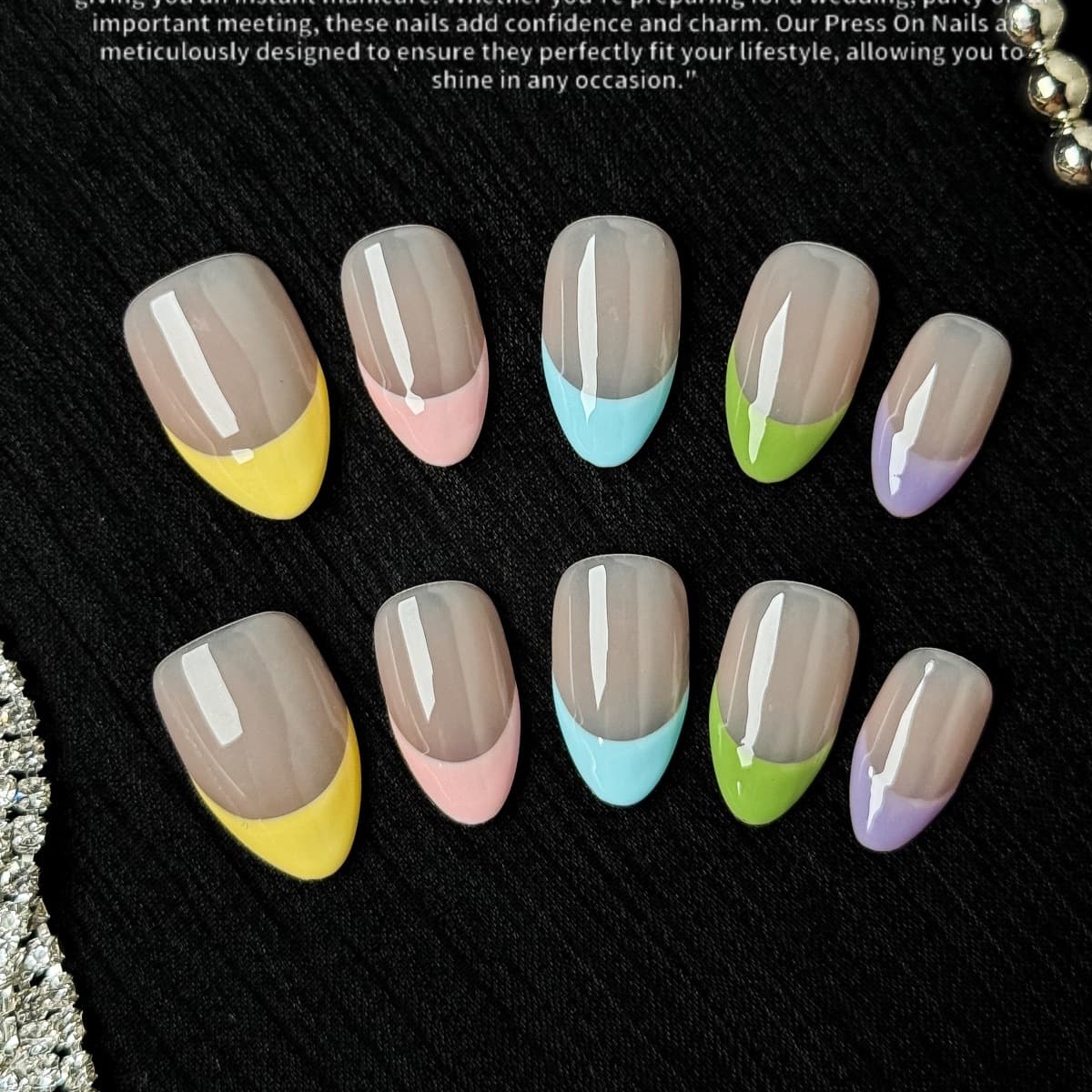 Handmade Wearable Nails Cross-Border Best-Selling Flower Resin Almond False Nails Nail Tips Pure Handmade Wearable