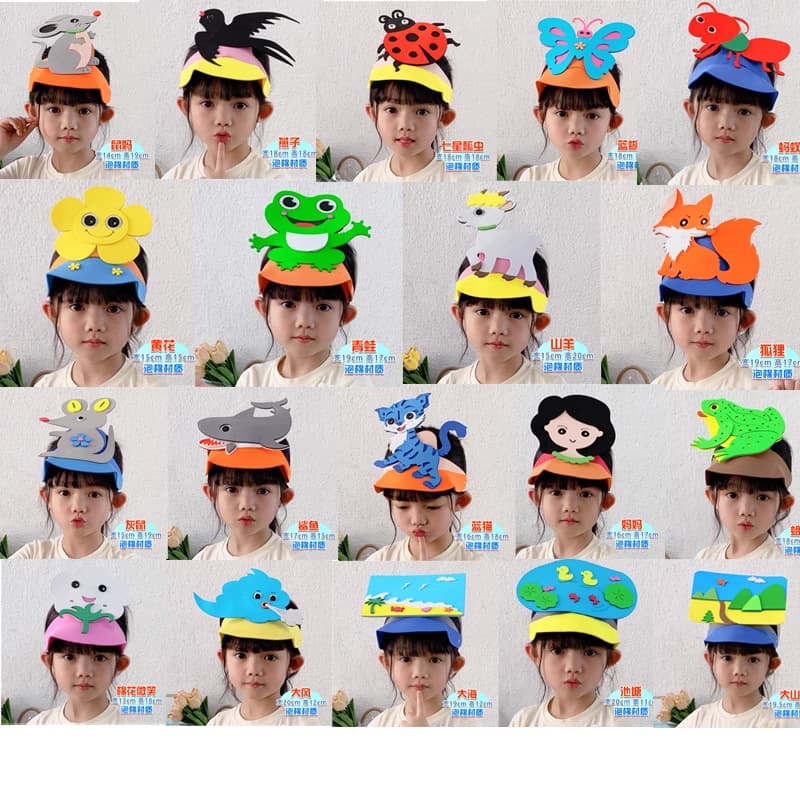 Cartoon Hat EVA Small Animal Headpiece Prop Cat Big Bad Wolf Children's Performance Stage Costume for June 1st