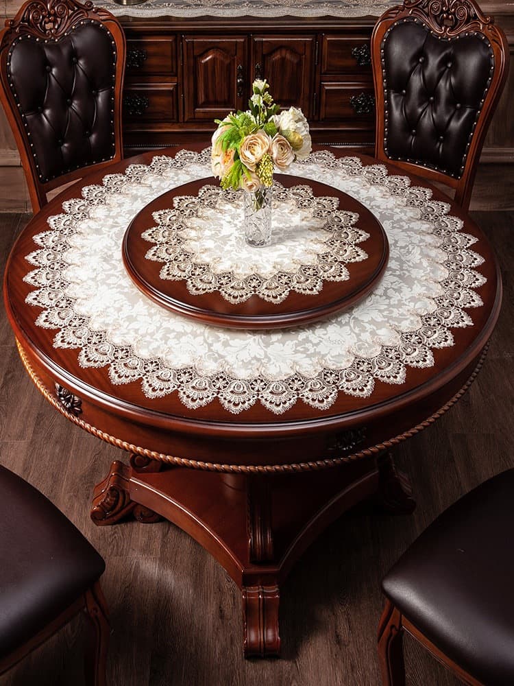 European-Style Large Round Tablecloth, Fabric Round Tablecloth for Home Use, Chinese-Style Small Tablecloth, Coffee Table Cover, Lace Dining Table Mat