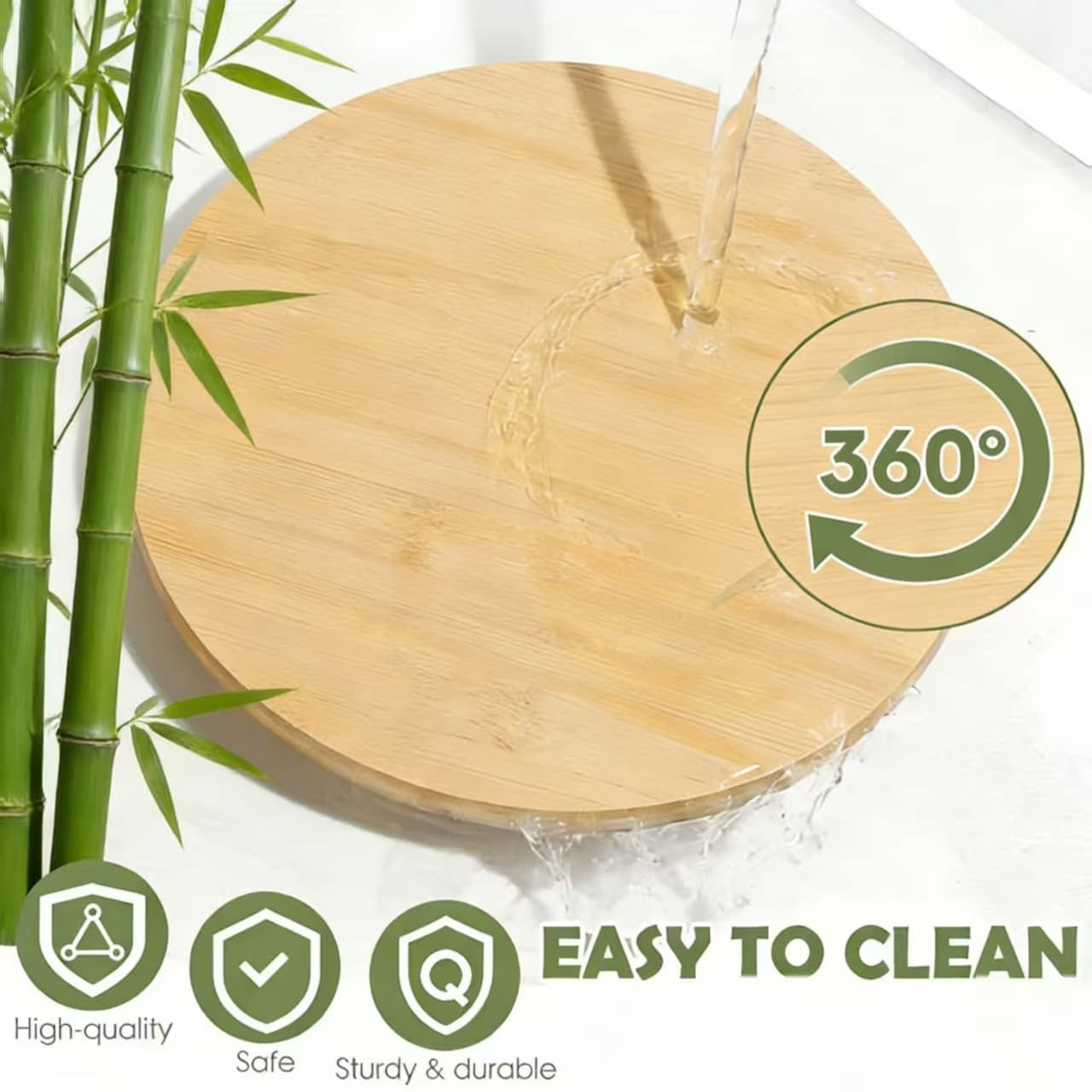 Bamboo Wood Round Rotating Tray Desktop Rotating Fruit Plate Cheese Board Wooden Rotatable Cheese Board
