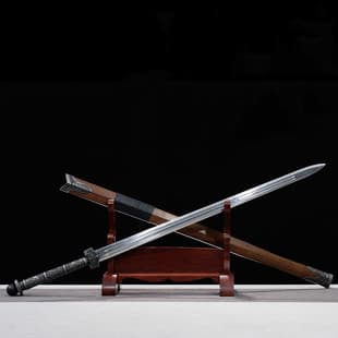 Antique Han Sword High Manganese Steel Longquan Town Sword Reversible Sword Unsharpened Collection Ornament Cold Weapon Unsharpened