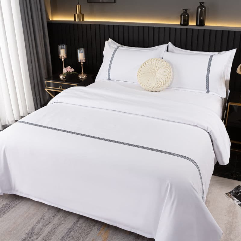Hotel Four-Piece Set Homestay Room Linen Three-Piece Set Thick Fitted Sheet Pure White Guest Room Multi-Piece Set Wholesale Factory