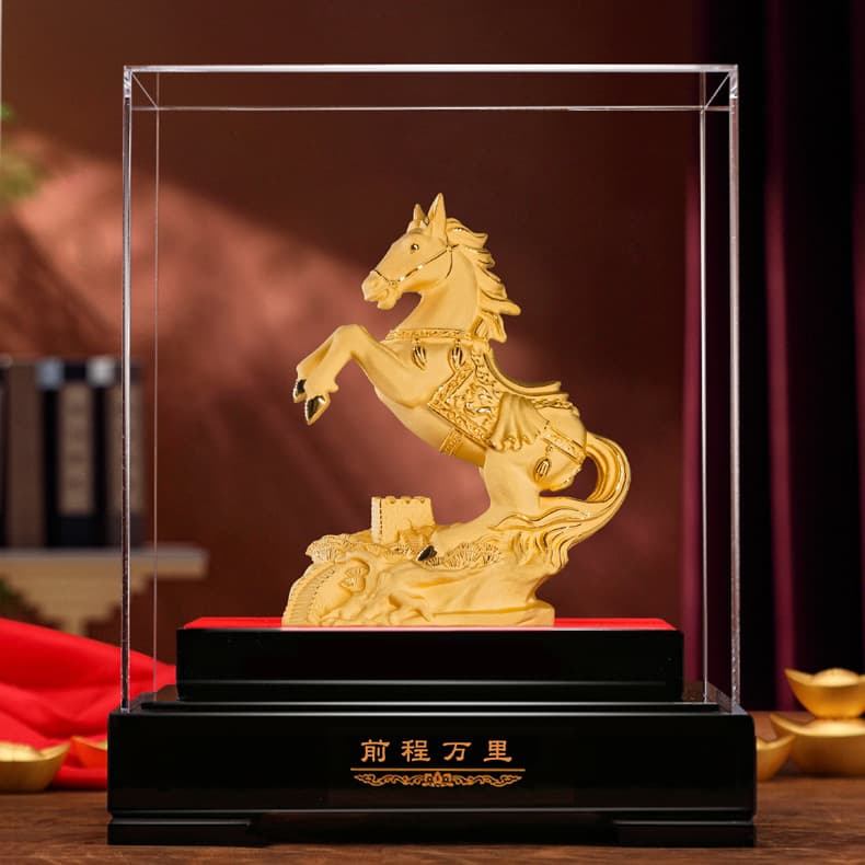 Galloping Horse Velvet Gold Ornament - Red Opening Business Gift for Auto 4S/Corporate Annual Events