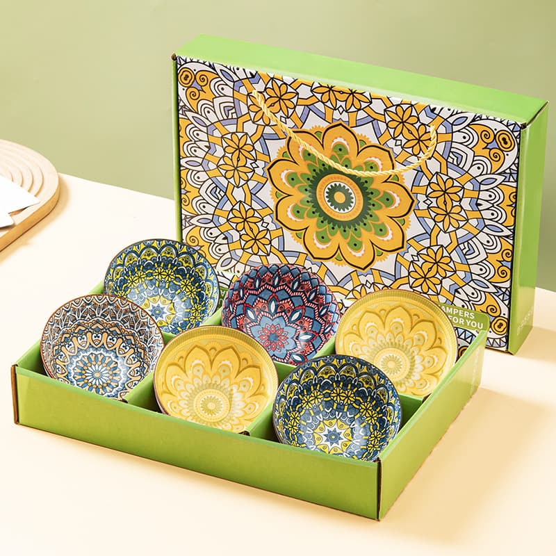 Bohemian Ceramic Bowls for Home Tableware, Gift Bowls, Opening Ceremony Souvenirs, Export Bowl and Dish Set