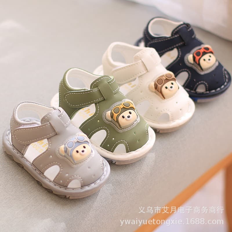Baby Walking Shoes Sandals Summer Infant Shoes Non-Slip Soft Sole Rounded Toe Cartoon Boys Girls Shoes with Lights