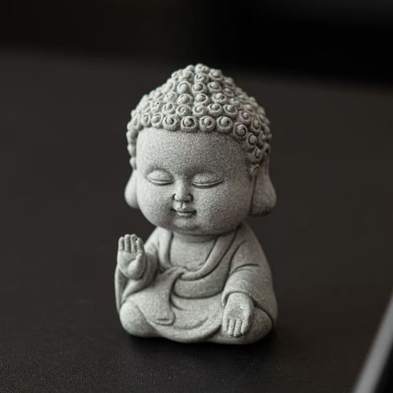 Tathagata Tea Pet, Green Sandstone Mini Buddha Statue, Garden Bonsai Rockery Micro-Landscape Ornamental Display