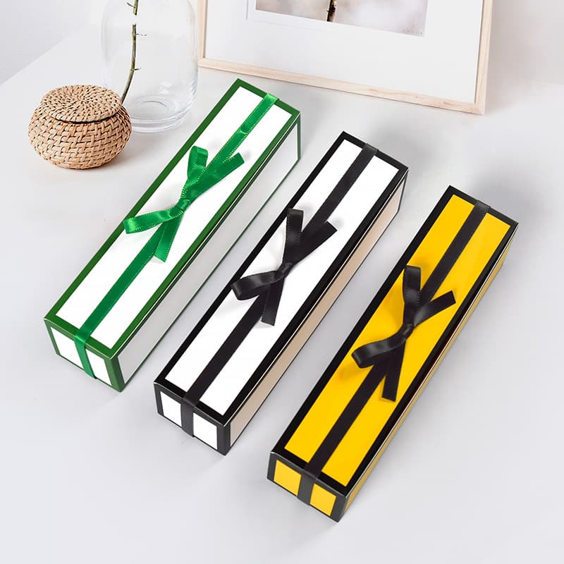 Valentine's Day Chocolate Box Long Butterfly Knot Foldable Paper Box Korean Style Gift Box Simple Design 10 Pieces Per Pack
