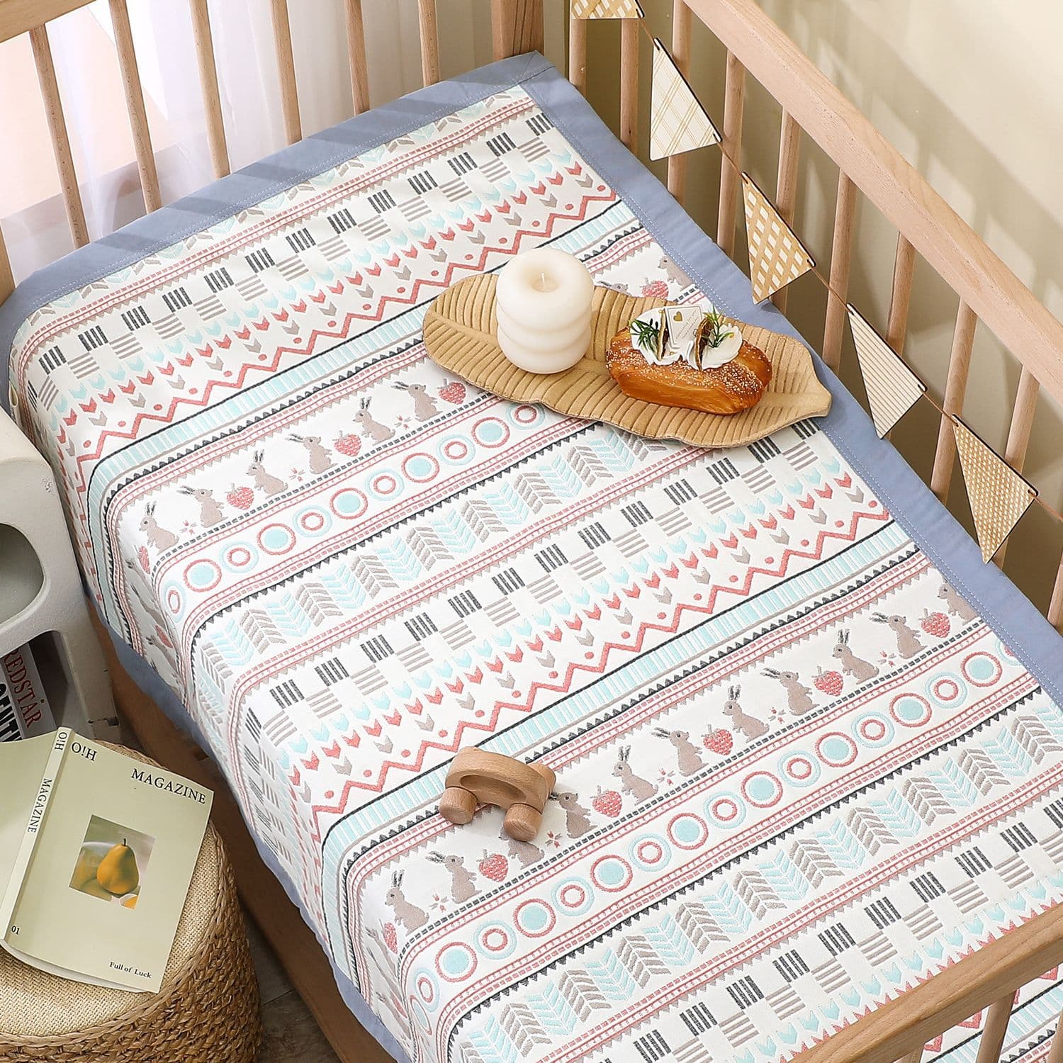 Baby crib cooling mat, Class A, pure cotton gauze mat, breathable and washable, suitable for kindergarten naps.
