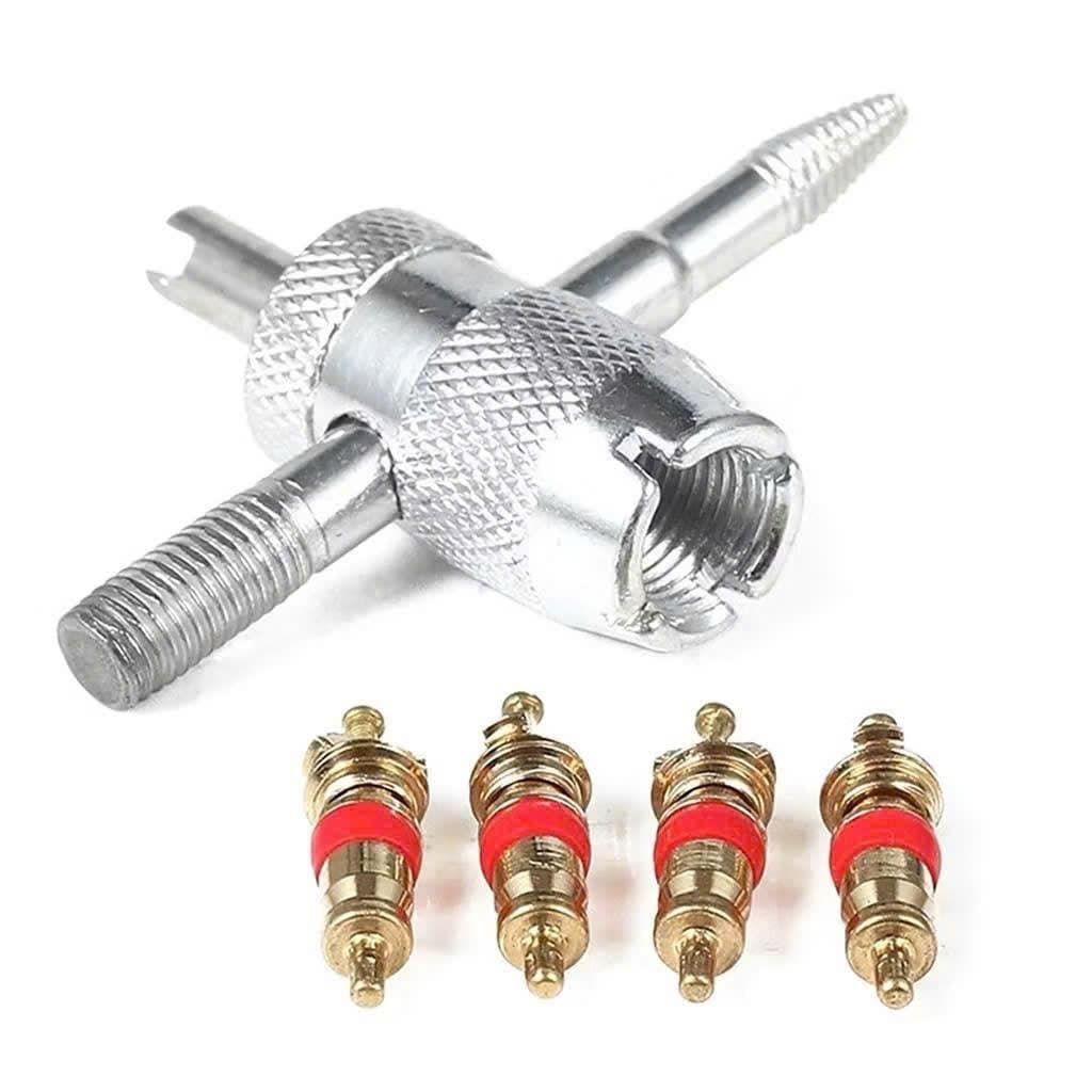 Car Tire Valve Core Wrench Set, Four-in-One Valve Repair, Installation, and Removal Tool Key for Electric Vehicles