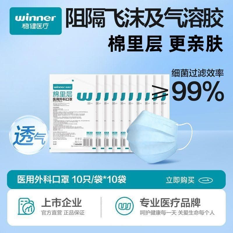Wenjian Medical Surgical Mask Disposable Medical Mask Three-Layer Genuine Adult Medical Use