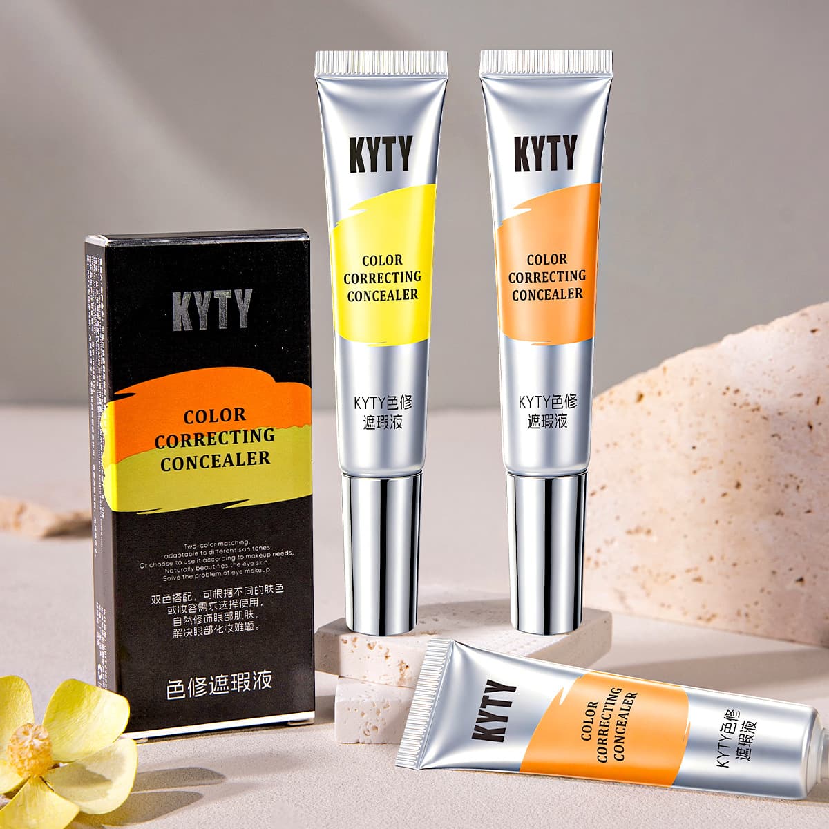 Dual-Color Concealer, Makeup Artist Professional Color Correcting Concealer Liquid, Two-in-One Concealer for Covering Spots